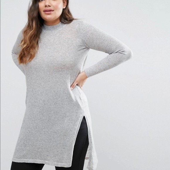 Junarose Heather Grey Side Split Tunic - Picture 1 of 2